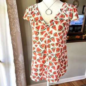 Maeve Watermelon Short Sleeve Blouse
